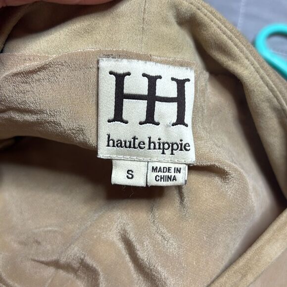 Haute Hippie genuine suede/silk lining embroidered/beaded mini dress, S - Picture 9 of 9